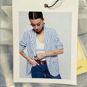 Nation LTD Blue and White Striped Beau Blazer NWOT